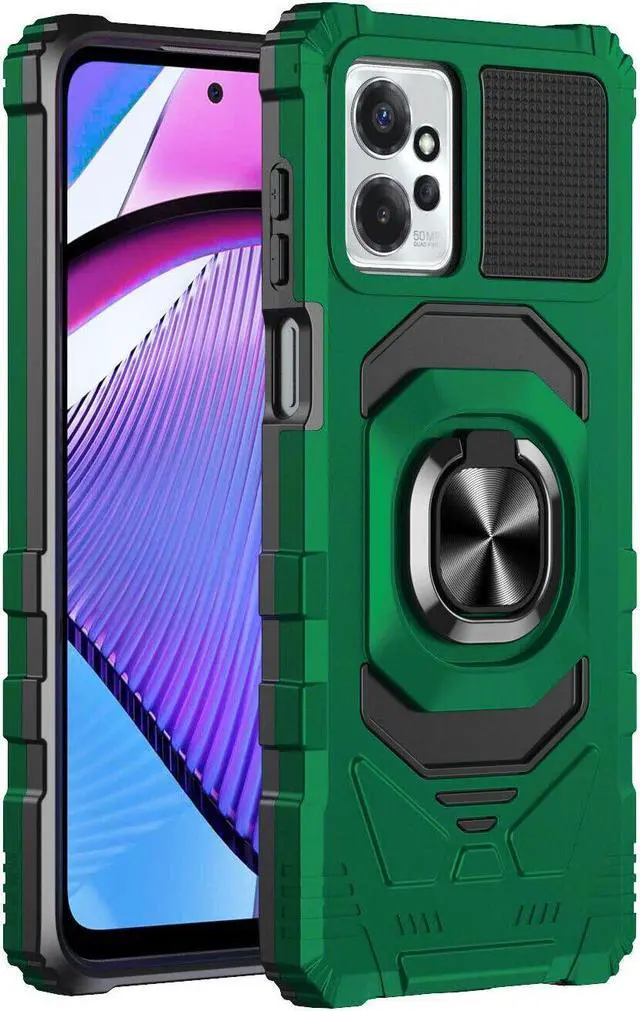 Alt view image 3 of 7 - Robotic Series Hybrid Case with Ring Grip for Motorola Moto G Power 5G 2023 - Green