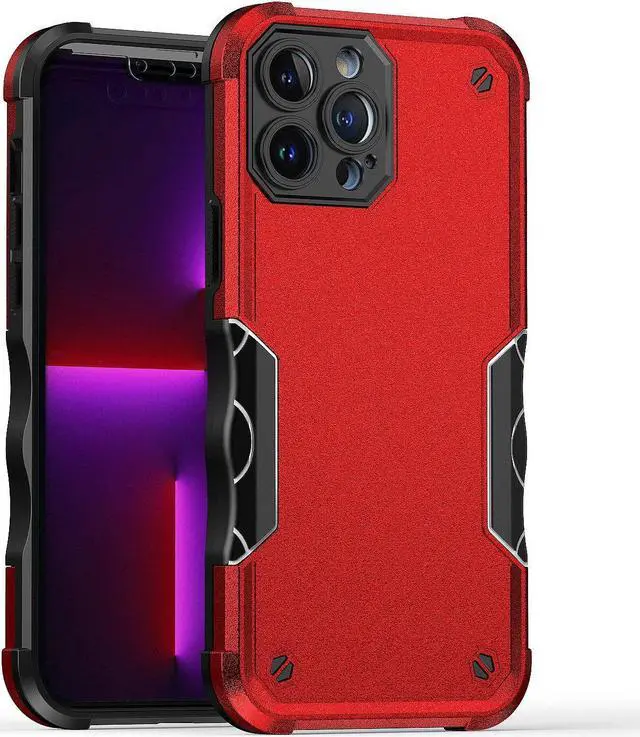 Main image of Military Grade Shockproof Hybrid Armor Case for iPhone 13 Pro Max - Red