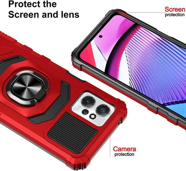 Alt view image 5 of 7 - Robotic Series Hybrid Case with Ring Grip for Motorola Moto G Power 5G 2023 - Red