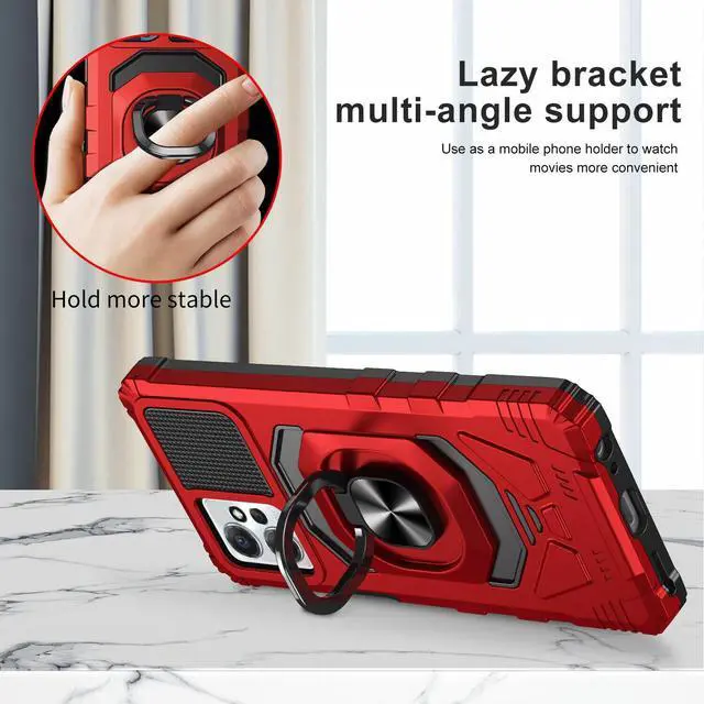 Alt view image 4 of 7 - Robotic Series Hybrid Case with Ring Grip for Motorola Moto G Power 5G 2023 - Red