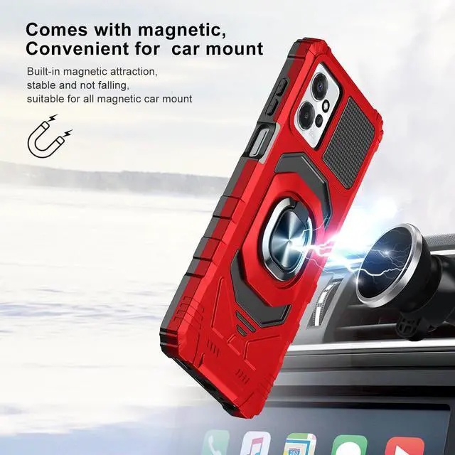 Alt view image 7 of 7 - Robotic Series Hybrid Case with Ring Grip for Motorola Moto G Power 5G 2023 - Red
