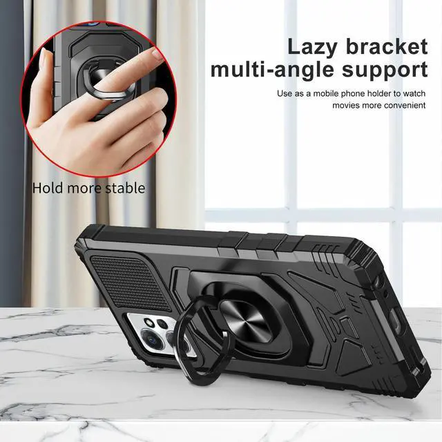 Alt view image 4 of 7 - Robotic Series Hybrid Case with Ring Grip for Motorola Moto G Power 5G 2023 - Black