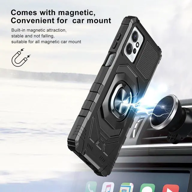 Alt view image 7 of 7 - Robotic Series Hybrid Case with Ring Grip for Motorola Moto G Power 5G 2023 - Black
