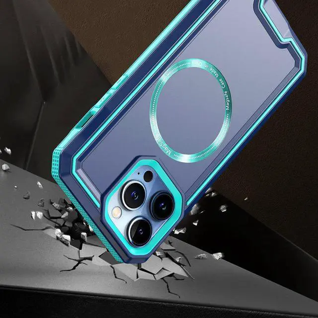 Alt view image 2 of 4 - MagSafe Compatible TUFF Rank Hybrid Armor Case for iPhone 14 Pro Max - Blue