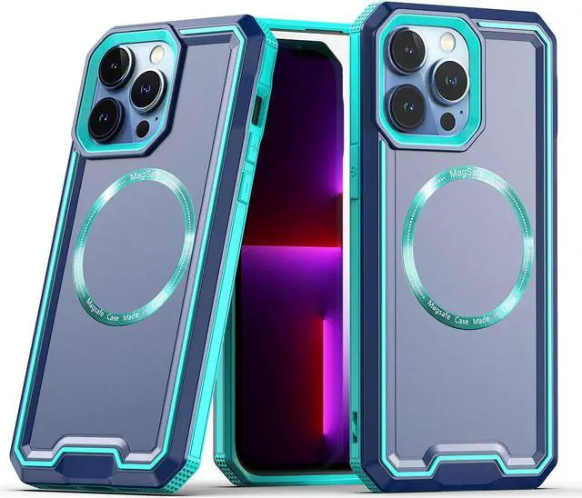 Alt view image 3 of 4 - MagSafe Compatible TUFF Rank Hybrid Armor Case for iPhone 14 Pro Max - Blue