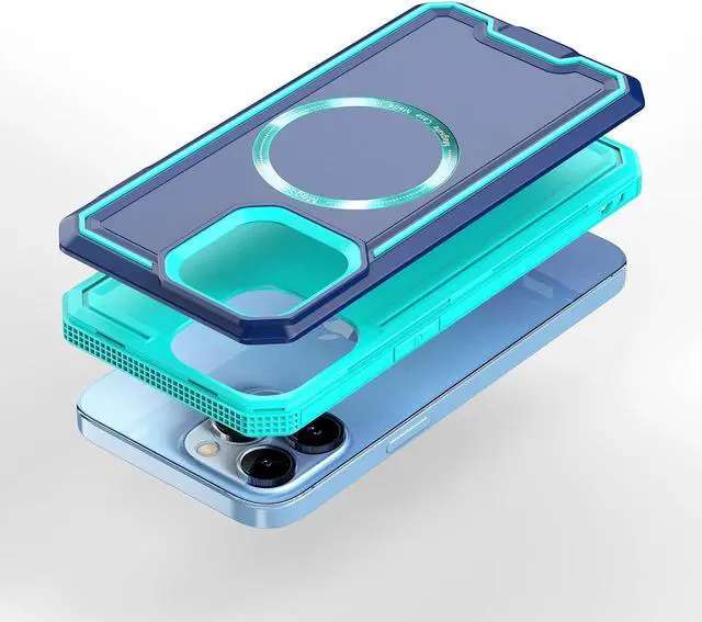 Alt view image 4 of 4 - MagSafe Compatible TUFF Rank Hybrid Armor Case for iPhone 14 Pro Max - Blue