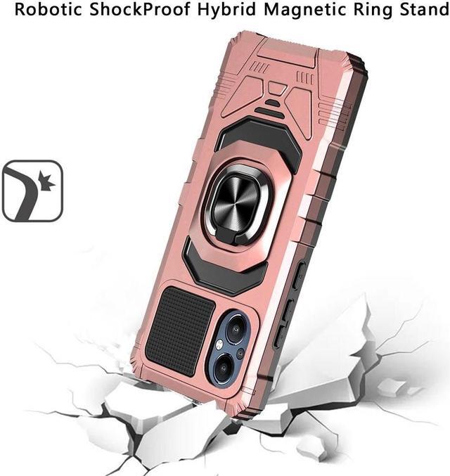 Alt view image 2 of 4 - Robotic Series Dual Layer Hybrid Case with Ring Stent Finger Loop for OnePlus Nord N20 5G - Rose Gold