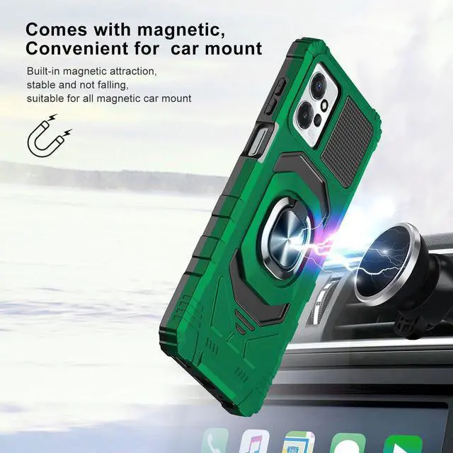 Alt view image 7 of 7 - Robotic Series Hybrid Case with Ring Grip for Motorola Moto G Power 5G 2023 - Green
