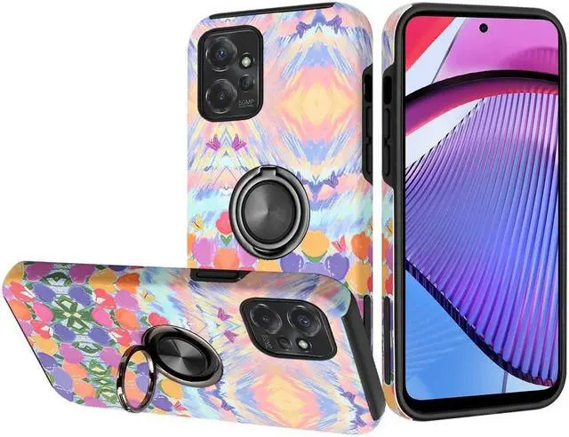Main image of 360 Rotating Ring Grip Hybrid Case for Motorola Moto G Power 5G 2023 - Watercolor Flowers