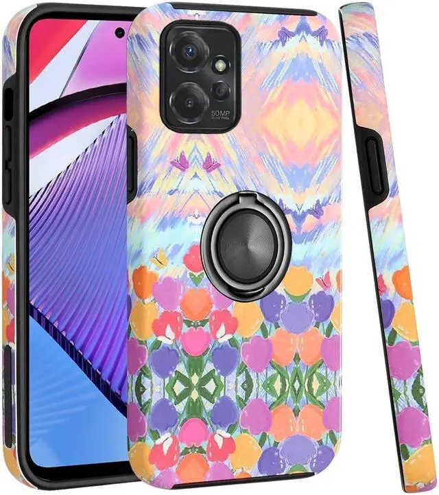 Alt view image 3 of 3 - 360 Rotating Ring Grip Hybrid Case for Motorola Moto G Power 5G 2023 - Watercolor Flowers