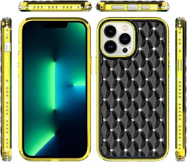 Alt view image 3 of 4 - Luxurious Quilted Diamond Case for iPhone 14 Pro - Black