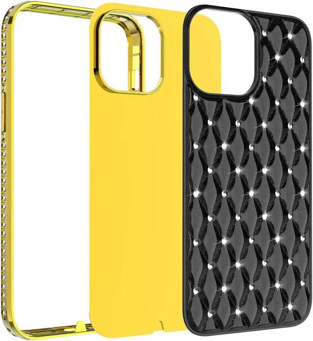 Alt view image 4 of 4 - Luxurious Quilted Diamond Case for iPhone 14 Pro - Black