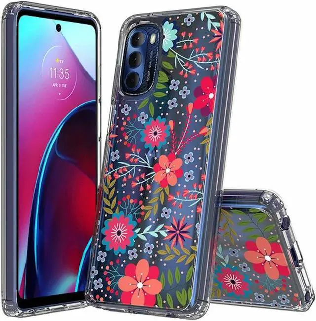 Main image of Tough Shield Snap-on Transparent Case for Motorola Moto G Stylus 5G 2022 - Flowers