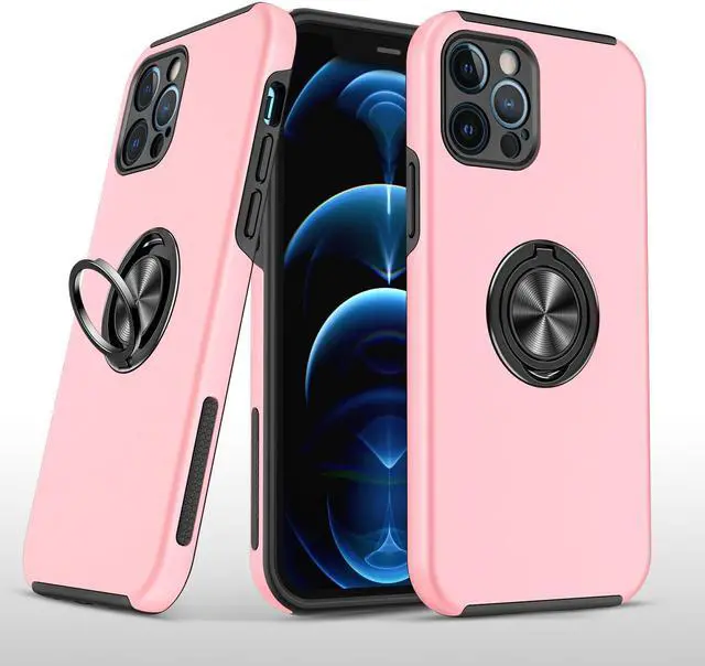 Alt view image 3 of 7 - 360 Rotating Ring Grip Hybrid Case for iPhone 14 - Pink
