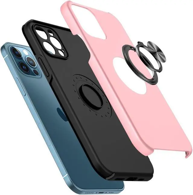 Alt view image 6 of 7 - 360 Rotating Ring Grip Hybrid Case for iPhone 14 - Pink