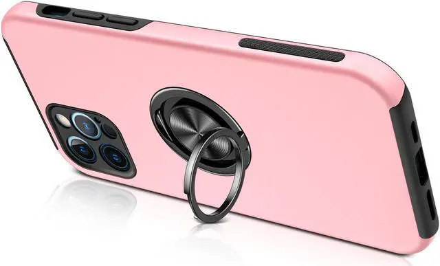 Alt view image 4 of 7 - 360 Rotating Ring Grip Hybrid Case for iPhone 14 - Pink