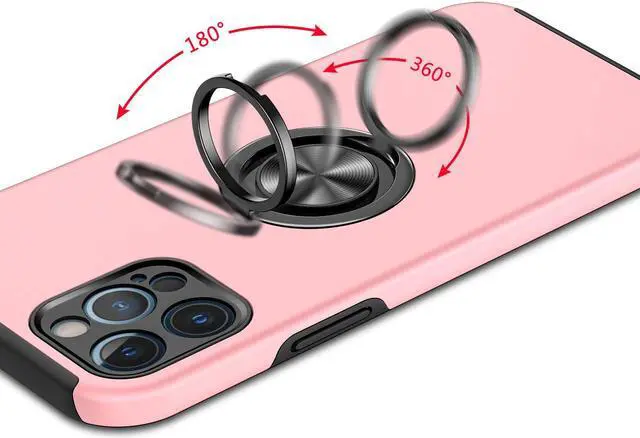 Alt view image 5 of 7 - 360 Rotating Ring Grip Hybrid Case for iPhone 14 - Pink