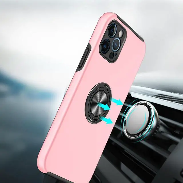 Alt view image 7 of 7 - 360 Rotating Ring Grip Hybrid Case for iPhone 14 - Pink
