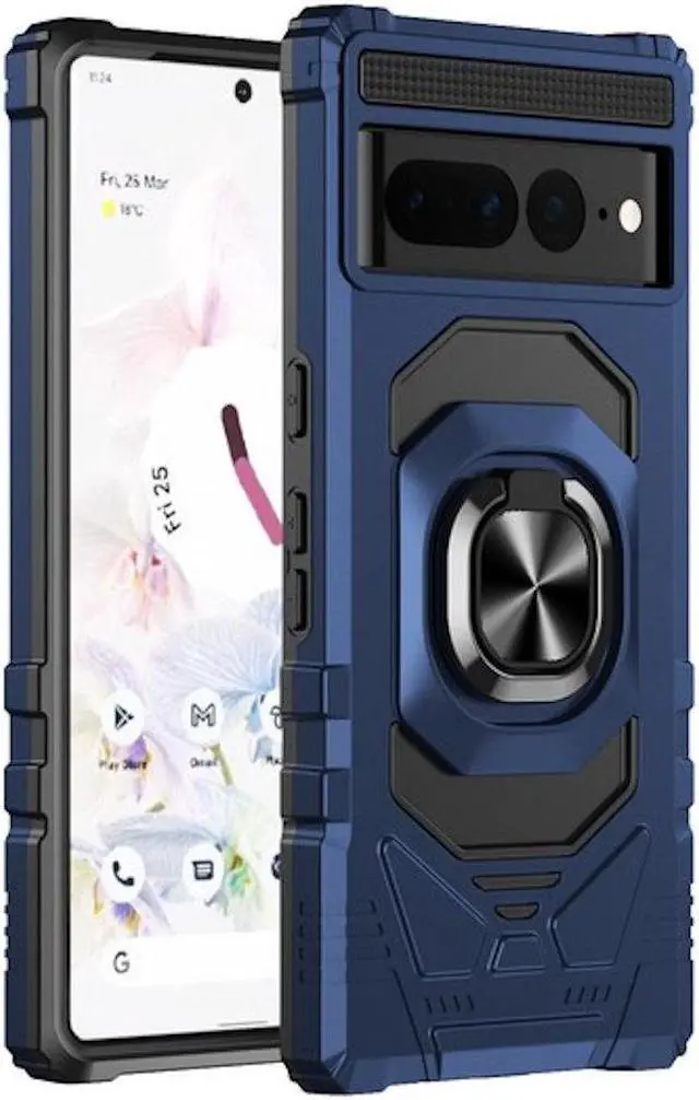 Main image of Robotic Series Dual Layer Hybrid Case with Ring Grip for Google Pixel 7 Pro - Navy Blue