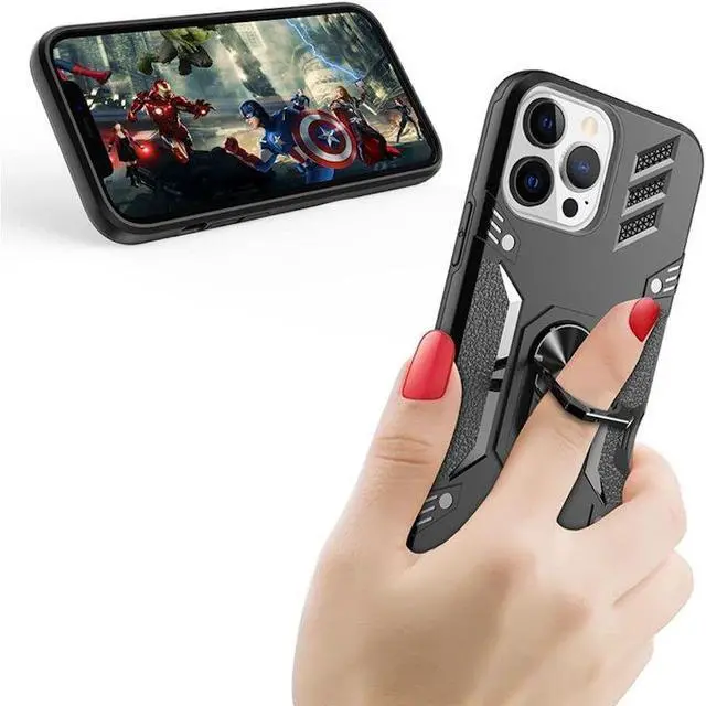 Alt view image 3 of 5 - Tough Ring Grip Case with Card Slot for iPhone 14 Pro Max - Black