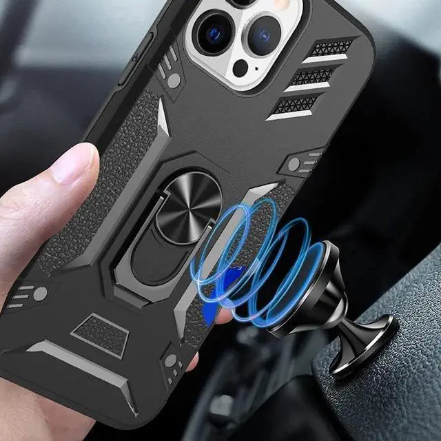 Alt view image 5 of 5 - Tough Ring Grip Case with Card Slot for iPhone 14 Pro Max - Black