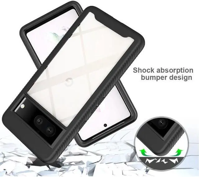 Alt view image 2 of 6 - Transparent Hybrid Case for Google Pixel 7 - Black