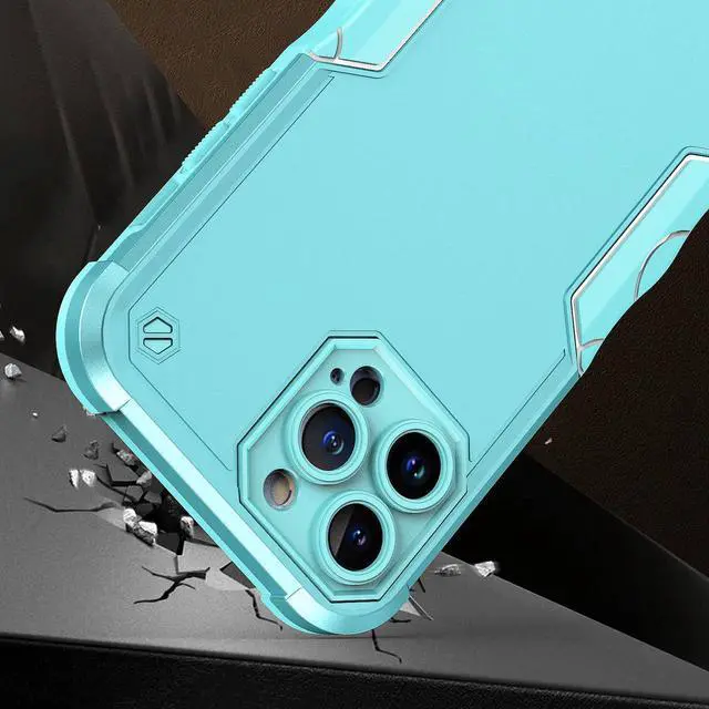 Alt view image 2 of 4 - Military Grade Shockproof Hybrid Armor Case for iPhone 14 Plus - Teal