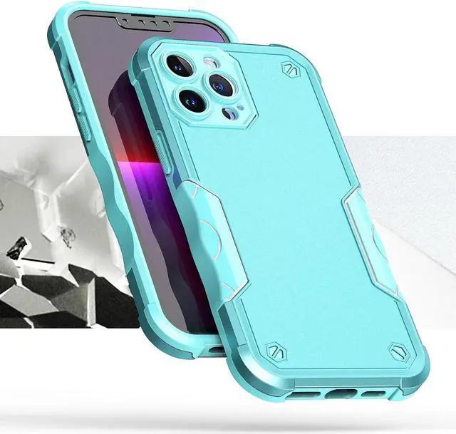 Alt view image 4 of 4 - Military Grade Shockproof Hybrid Armor Case for iPhone 14 Plus - Teal