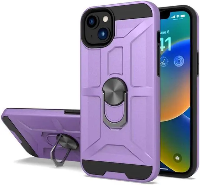 Main image of Dynamic Dual Layer Hybrid Case with Ring Grip for iPhone 14 Plus - Purple
