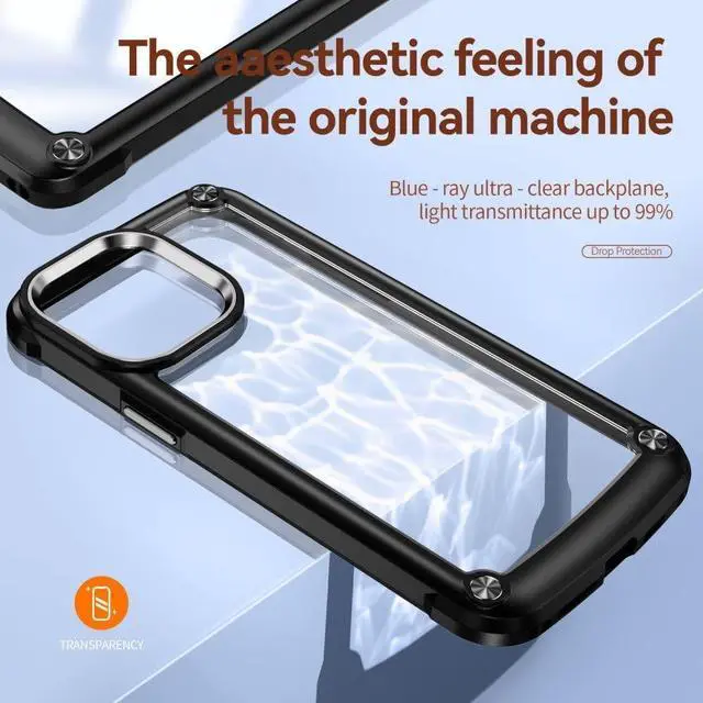 Alt view image 4 of 6 - Tough Shield Snap-on Transparent Case for iPhone 14 Plus - Black