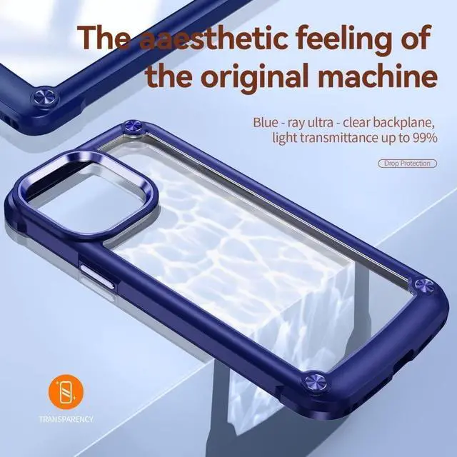 Alt view image 4 of 7 - Tough Shield Snap-on Transparent Case for iPhone 14 - Navy Blue
