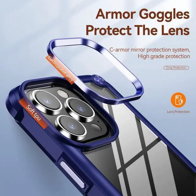Alt view image 6 of 7 - Tough Shield Snap-on Transparent Case for iPhone 14 - Navy Blue