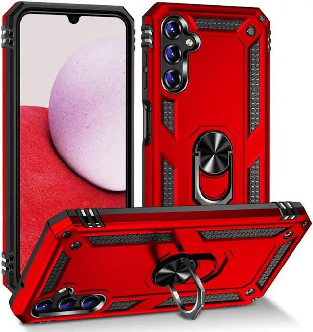 Main image of Military Grade Hybrid Case with Ring Grip for Samsung Galaxy A15 5G - Red