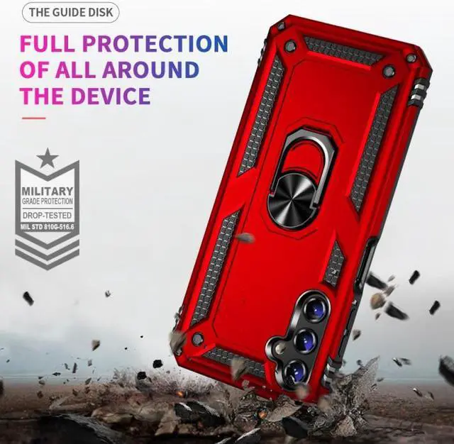Alt view image 2 of 7 - Military Grade Hybrid Case with Ring Grip for Samsung Galaxy A15 5G - Red