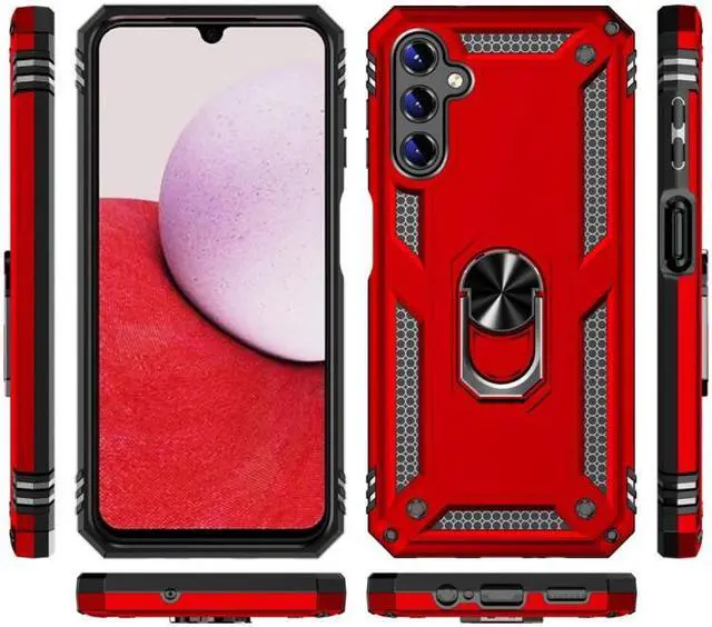 Alt view image 4 of 7 - Military Grade Hybrid Case with Ring Grip for Samsung Galaxy A15 5G - Red