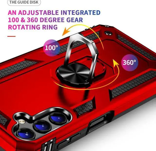 Alt view image 7 of 7 - Military Grade Hybrid Case with Ring Grip for Samsung Galaxy A15 5G - Red