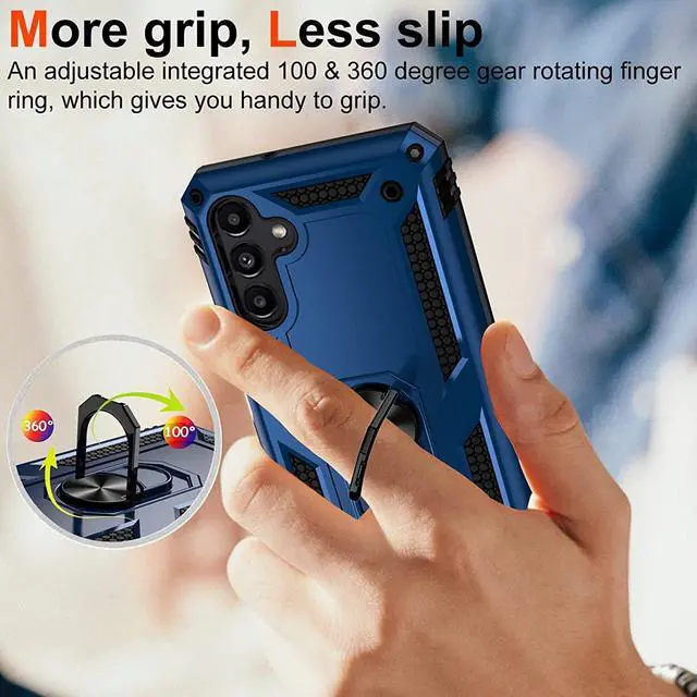 Alt view image 5 of 7 - Military Grade Hybrid Case with Ring Grip for Samsung Galaxy A15 5G - Blue