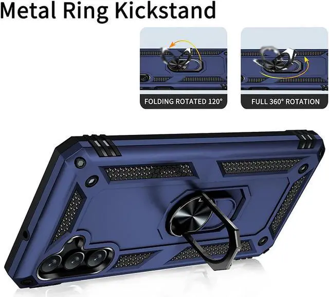 Alt view image 6 of 7 - Military Grade Hybrid Case with Ring Grip for Samsung Galaxy A15 5G - Blue