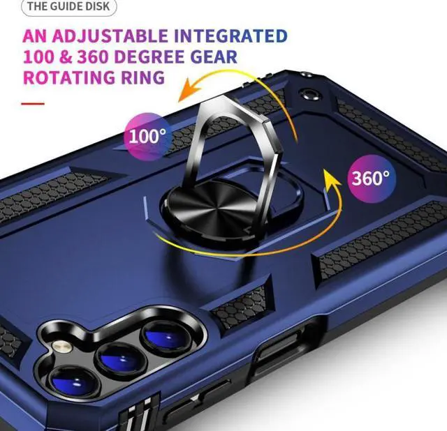 Alt view image 7 of 7 - Military Grade Hybrid Case with Ring Grip for Samsung Galaxy A15 5G - Blue