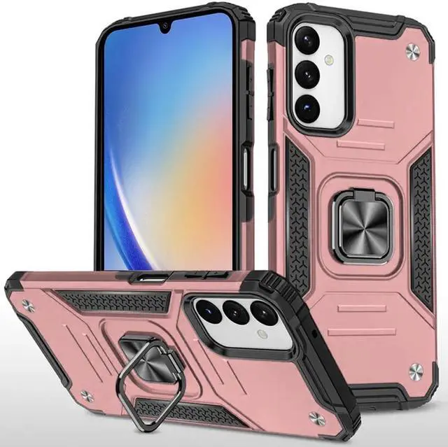Main image of Military Grade Robust Series Dual Layer Hybrid Case with Ring Grip for Samsung Galaxy A15 5G - Rose Gold