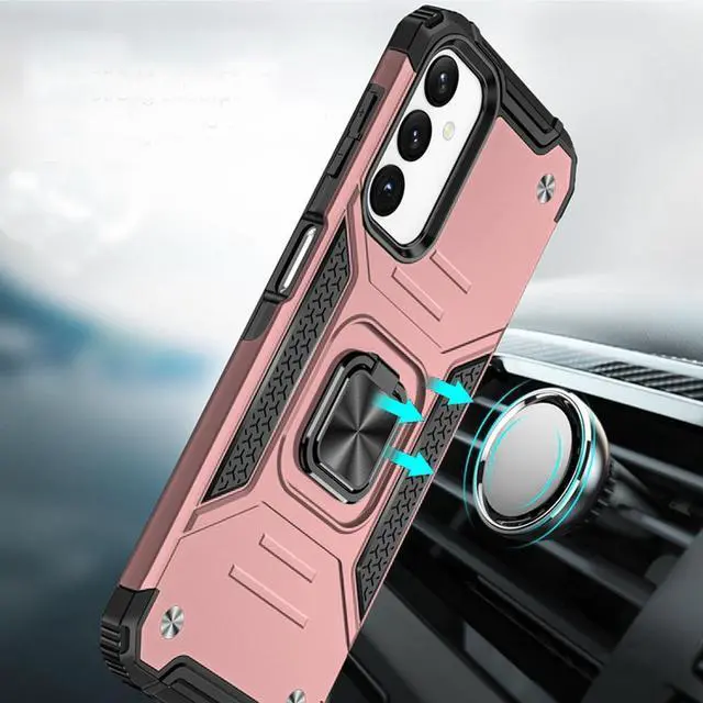 Alt view image 6 of 6 - Military Grade Robust Series Dual Layer Hybrid Case with Ring Grip for Samsung Galaxy A15 5G - Rose Gold