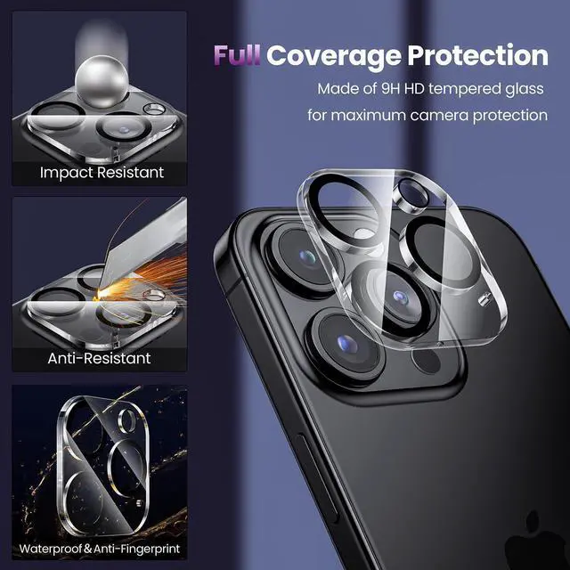 Alt view image 2 of 7 - HD Tempered Glass Camera Lens Protector for iPhone 15 Pro / iPhone 15 Pro Max