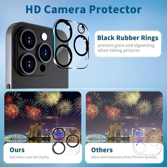 Alt view image 6 of 7 - HD Tempered Glass Camera Lens Protector for iPhone 15 Pro / iPhone 15 Pro Max