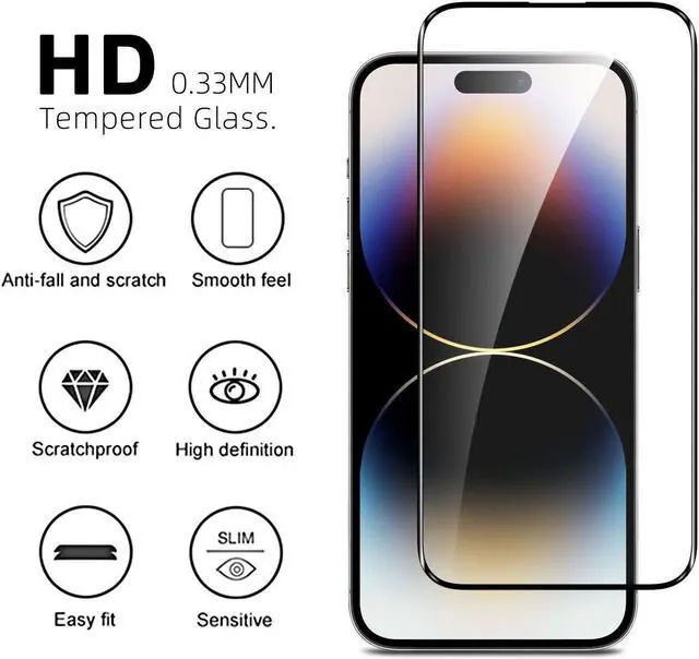 Alt view image 2 of 7 - 2-Pack Edge-to-Edge Full Coverage HD Tempered Glass Screen Protector for iPhone 15 / iPhone 15 Pro