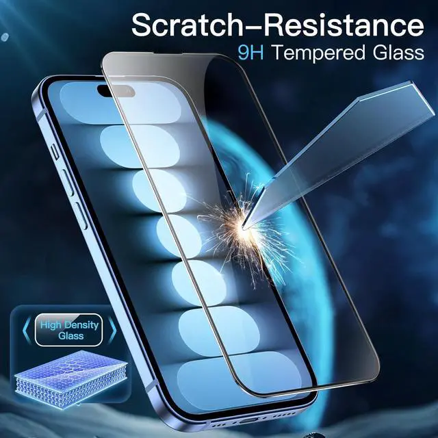 Alt view image 3 of 7 - 2-Pack Edge-to-Edge Full Coverage HD Tempered Glass Screen Protector for iPhone 15 / iPhone 15 Pro