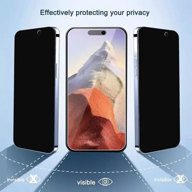 Alt view image 2 of 7 - Privacy Tempered Glass Screen Protector for iPhone 15