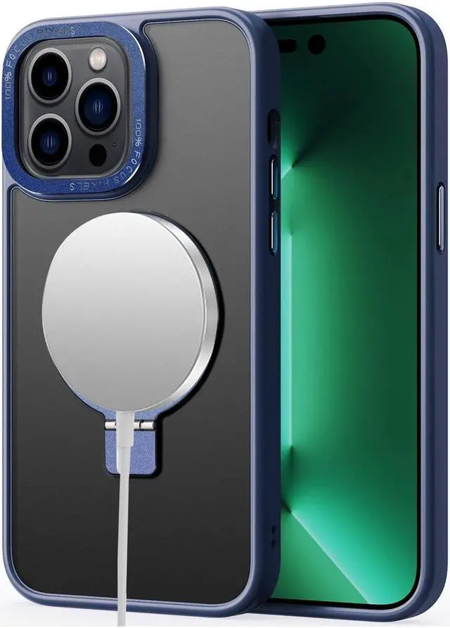 Alt view image 2 of 4 - MagSafe Compatible Shade Series Hybrid Case with Kickstand Ring Holder for iPhone 12 Pro Max - Blue