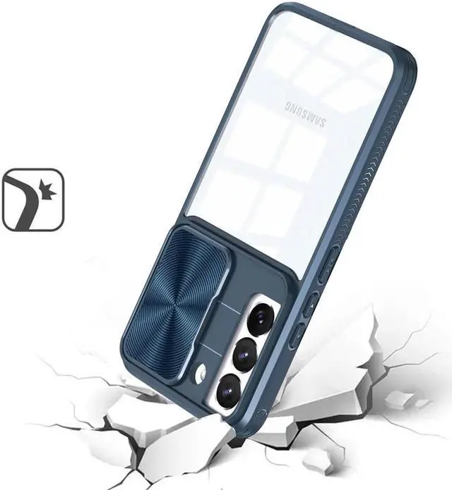 Alt view image 2 of 7 - HD Transparent Case with Camera Privacy Cover for Samsung Galaxy S23 FE - Blue