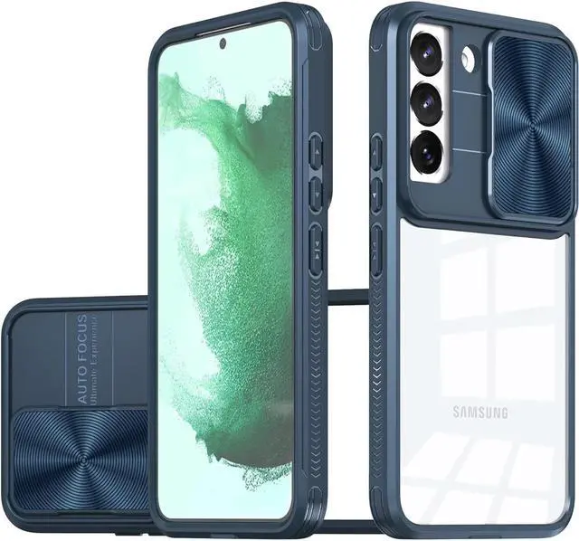 Main image of HD Transparent Case with Camera Privacy Cover for Samsung Galaxy S23 FE - Blue