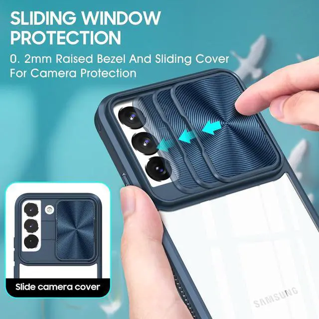 Alt view image 3 of 7 - HD Transparent Case with Camera Privacy Cover for Samsung Galaxy S23 FE - Blue